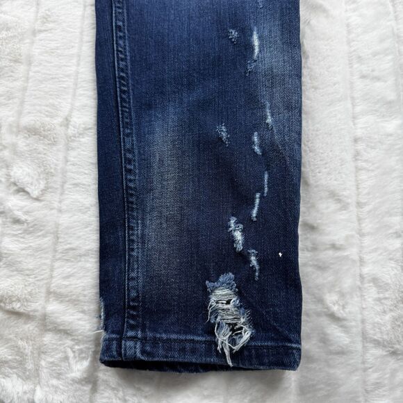 Ron Tomson Logo Graphic Distressed Jeans Men 34x30 Slim Straight Stretch Luxury - Picture 13 of 16